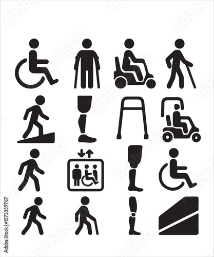 Inclusive Mobility and Accessibility Icons Set