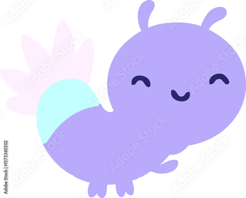 cute cartoon glow bug in bright neon color