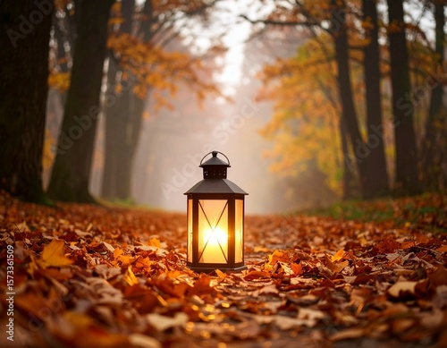 lantern in autumn park