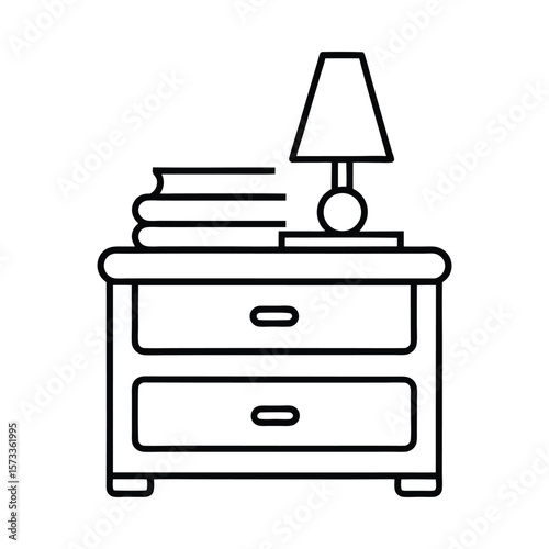 books on nightstand vector art icons