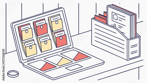 Digital document management system for organizing files and records on laptop and file cabinet storage