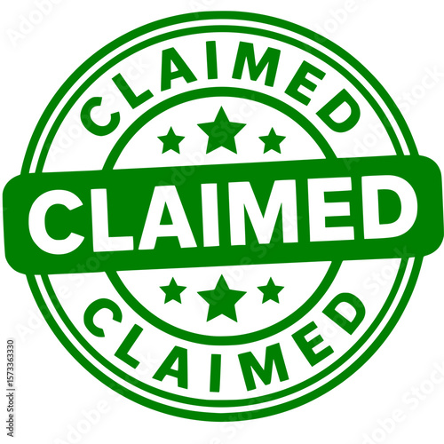 Green claimed stamp label isolated
