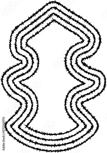 Artistic freeform shape with flowing concentric irregular lines, conveying a dynamic and evolving abstract structure.