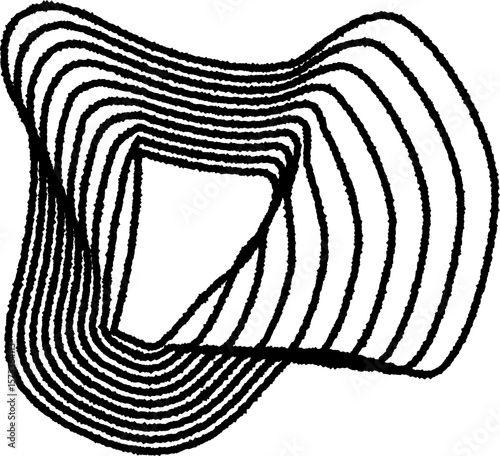 Soft curved form with concentric irregular lines, creating a smooth, flowing and organic abstract shape.