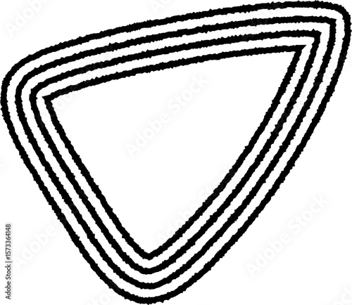 Dynamic organic triangular shape formed by concentric irregular lines that create a fluid, abstract structure.