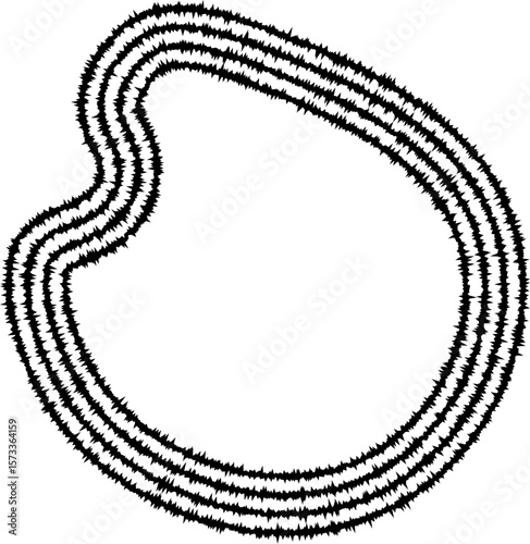Organic shape with dreamy, flowing contours created by concentric irregular lines, forming a fluid abstract structure.
