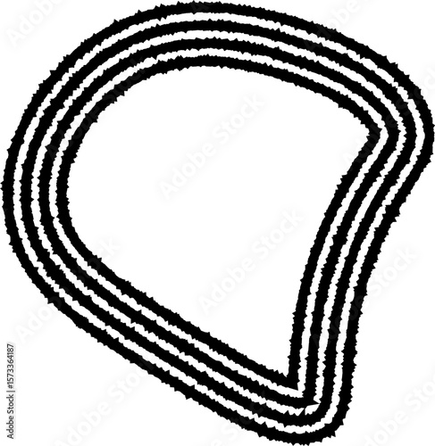 Fluid blob-like shape formed by concentric irregular lines, creating a smooth, dynamic, and organic abstract form.