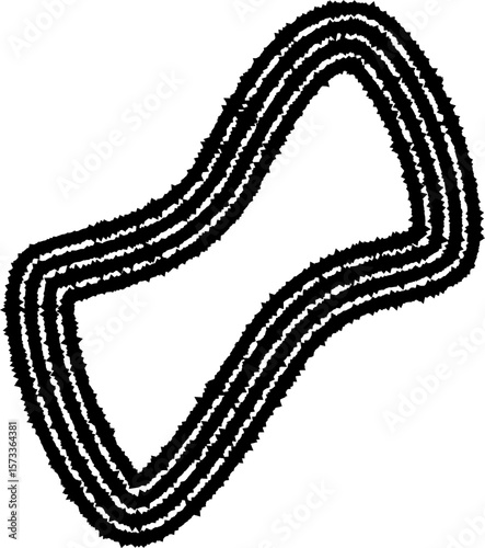 Minimalist blob shape formed by concentric irregular lines, creating a fluid, organic abstract figure.