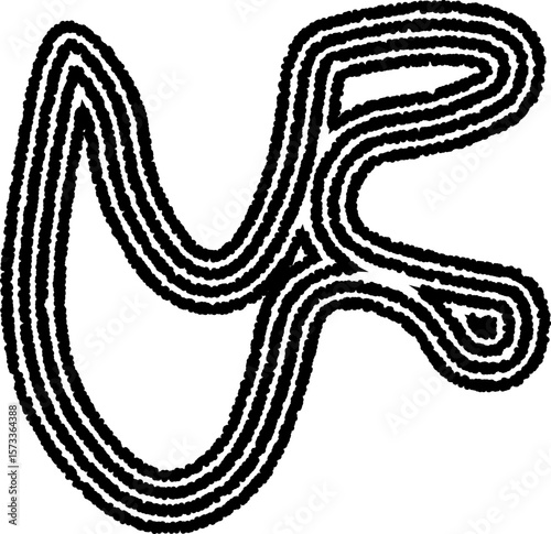 Minimal fluid design created by concentric irregular lines, forming a simple yet dynamic abstract shape.
