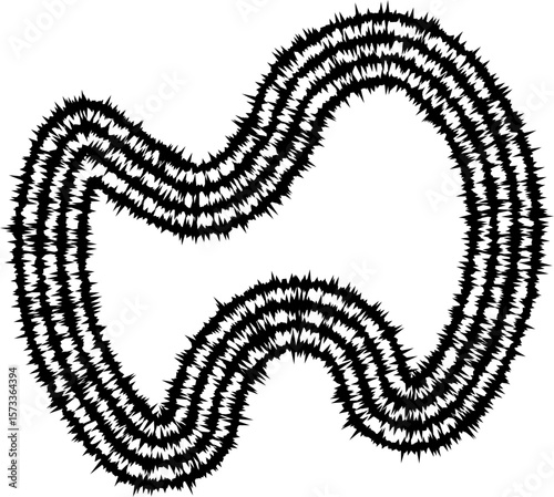 Minimalist art shape formed by concentric irregular lines, creating an abstract and organic design.