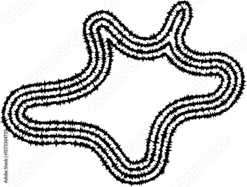 A splash-like abstract design formed by irregular, curving lines that create fluid, dynamic shapes with energetic motion.