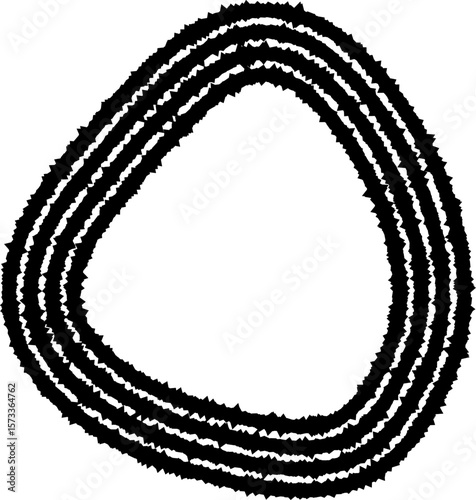 An abstract shape featuring undulating concentric curved lines, forming a dynamic and fluid organic structure.