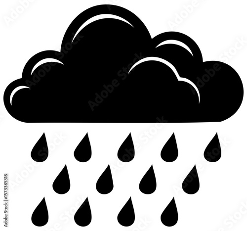 Rain cloud weather icon in black, isolated 