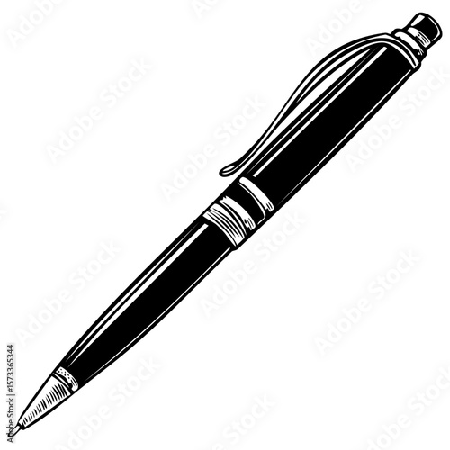 Ballpoint pen icon in black, isolated 