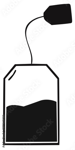 Tea bag icon in black, isolated 