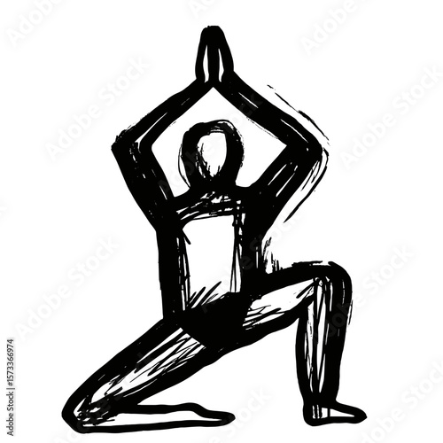Abstract figure practicing yoga in a dynamic pose  