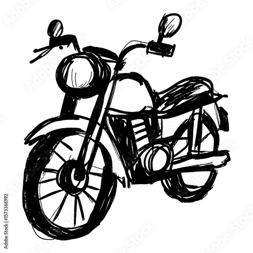 Sketch of a motorcycle in a minimalist artistic style  