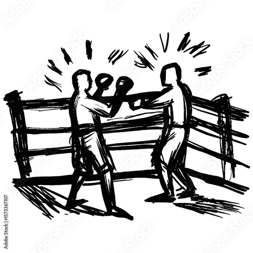 Boxers fighting in a ring with energetic movements and intensity  