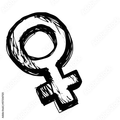 Female gender symbol in hand-drawn style on white background  