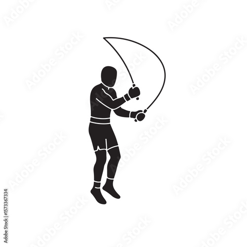 Silhouette depicts an athlete actively jumping rope; the maintains a clean, transparent background