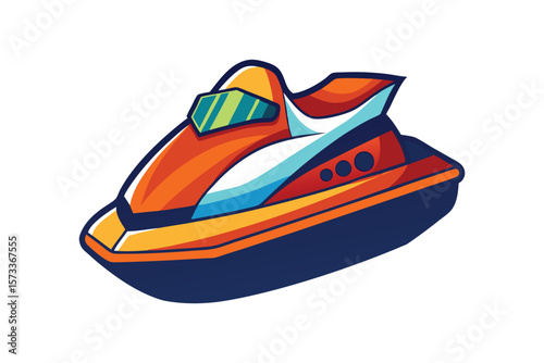 Vector Illustration of a Jet Ski Personal Watercraft for Water Sports Isolated on a White Background