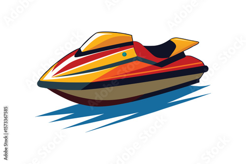 Vector Illustration of a Jet Ski Personal Watercraft for Water Sports Isolated on a White Background