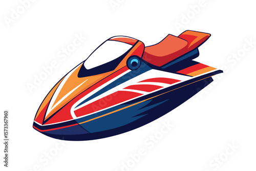 Vector Illustration of a Jet Ski Personal Watercraft for Water Sports Isolated on a White Background