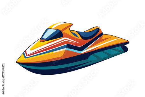 Vector Illustration of a Jet Ski Personal Watercraft for Water Sports Isolated on a White Background