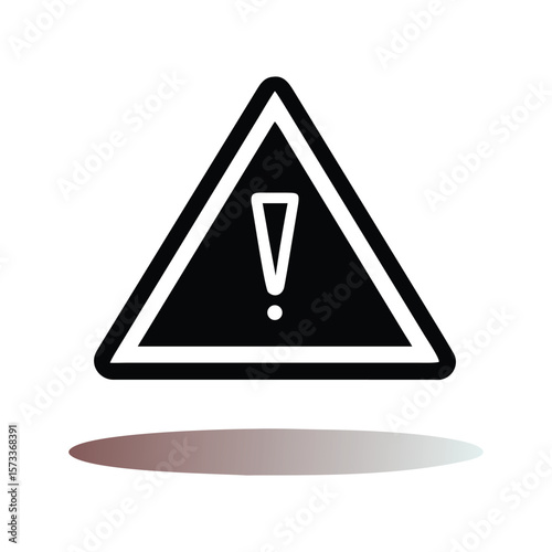 White and black triangle road hazard warning sign symbolizes danger and high voltage electricity risk requiring caution and attention silhouette icon illustration vector art on white background
