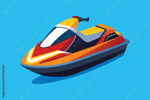 Vector Illustration of a Jet Ski Personal Watercraft for Water Sports Isolated on a White Background