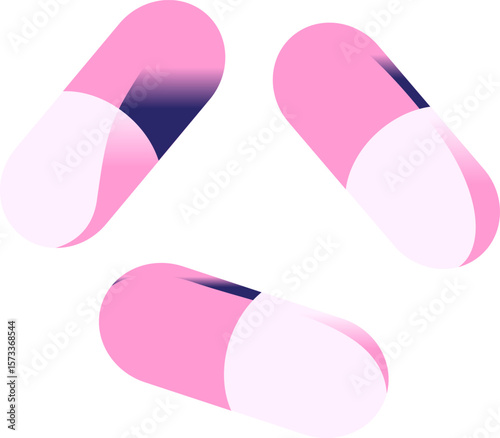 Flat colour illustration of some medical pills in bright neon color
