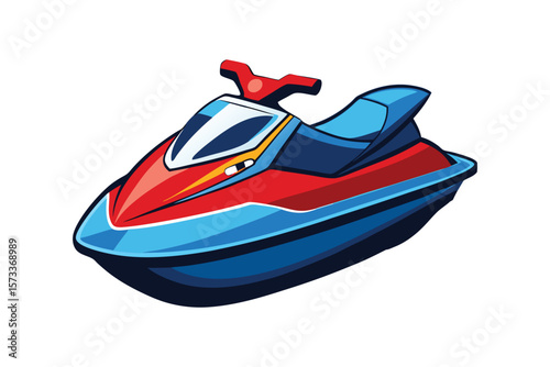 Vector Illustration of a Jet Ski Personal Watercraft for Water Sports Isolated on a White Background