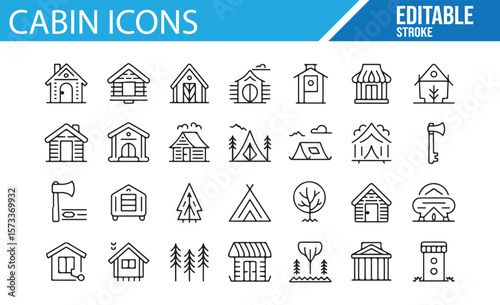Rural Cabin and Camping Symbols for Digital and Nature Design Projects