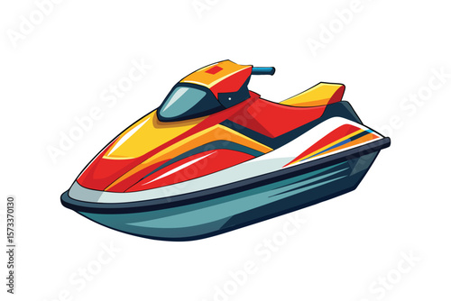 Vector Illustration of a Jet Ski Personal Watercraft for Water Sports Isolated on a White Background