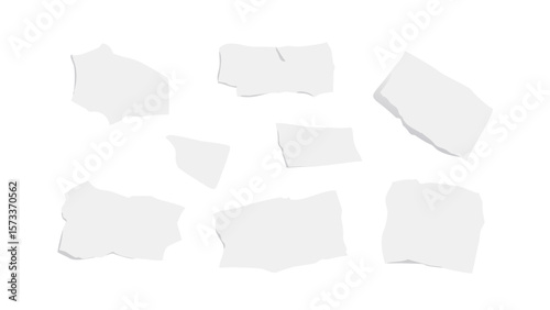 Isolated torn paper pieces vector for notes and message design resources asset