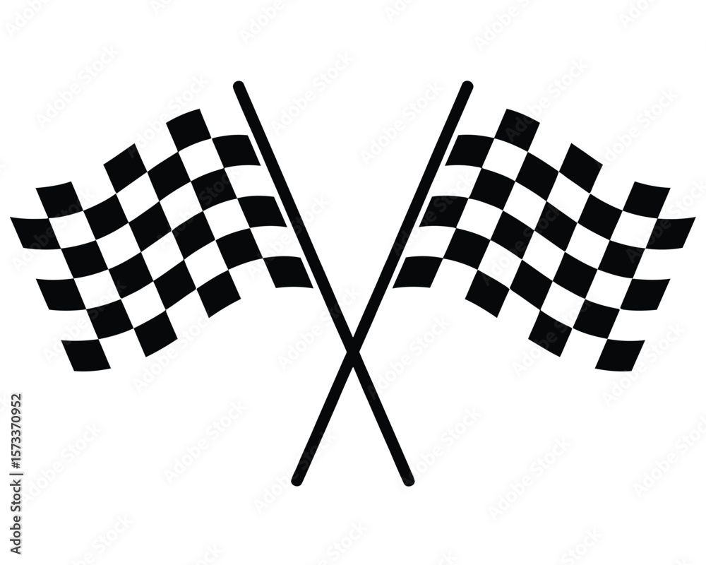 Fototapeta premium Race Flags Vector – Black and White Crossed Flag Silhouettes
