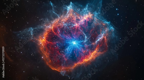 Stunning celestial display of a star's death in vibrant colors captured in deep space