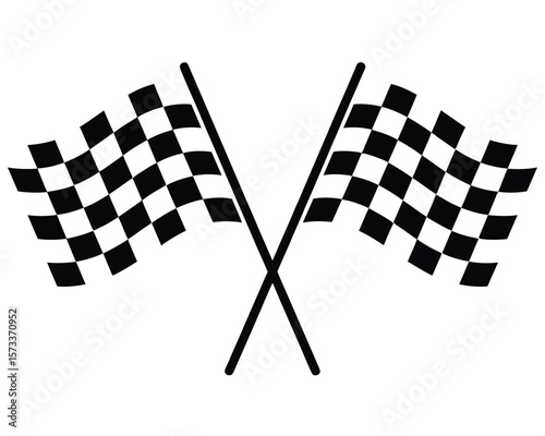 Minimalist Black and White Crossed Race Flags Vector