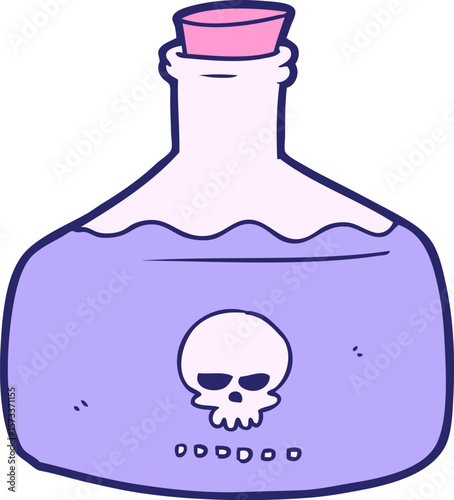 cartoon vial of assassin poison in bright neon color