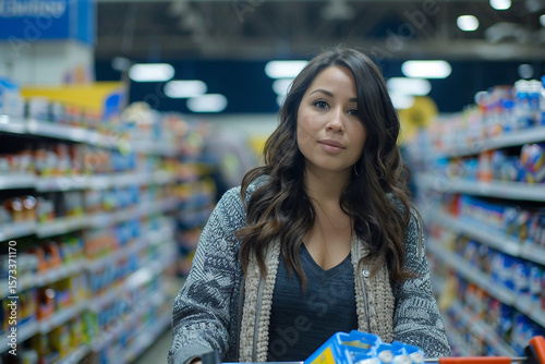 Portrait of a charming woman in a shop generative ai photo