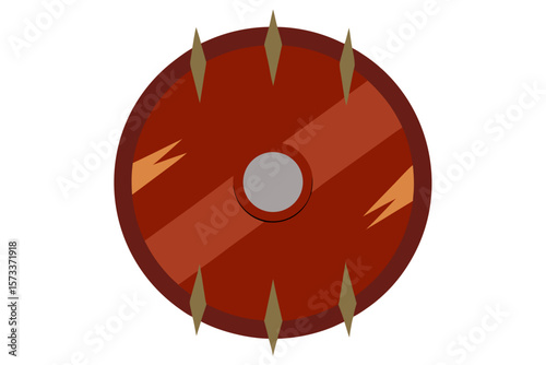 Spiked Viking Shield Icon – Norse Battle Armor Vector Design