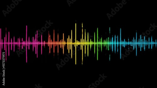 Colorful waveform graphic equalizer showing audio spectrum on a dark surface view