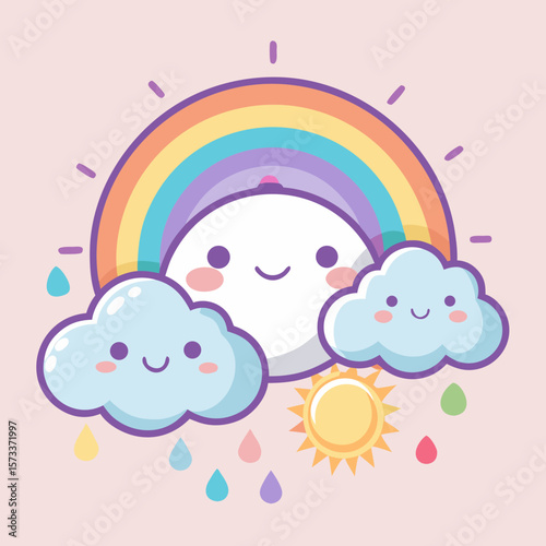 Smiling Weather Icons Vector – Kawaii Forecast Set
