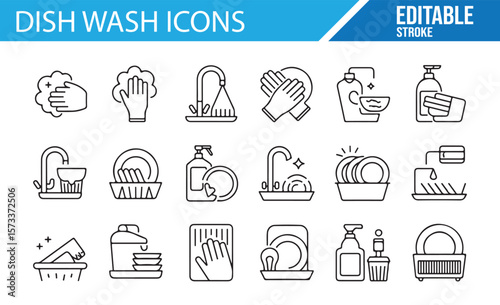 Kitchen Dishwashing Symbols for Graphic Design and Web Projects