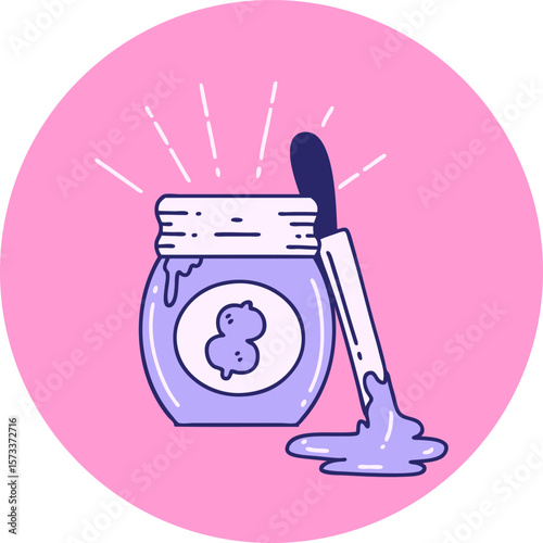 icon of a tattoo style peanut butter in bright neon color