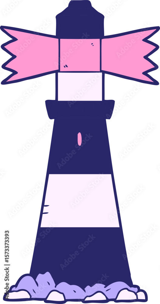 Fototapeta premium cartoon lighthouse in bright neon color