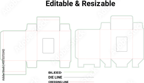 Tuck end cookie window box die line,Editable & Resizable, customizable tuck end box templates, Editable and Resizable Packaging Box Template  Die-Cut Design for Product Boxes