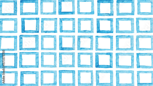 Watercolor blue squares arranged in a grid pattern creating a seamless and repetitive design element