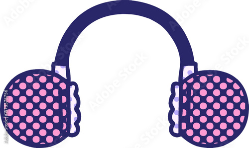comic book style cartoon of a retro headset in bright neon color