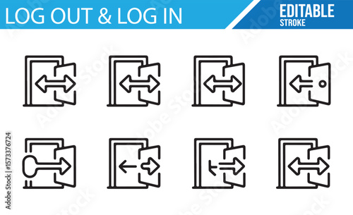 Simple Log In and Log Out Icons for User Interface Design